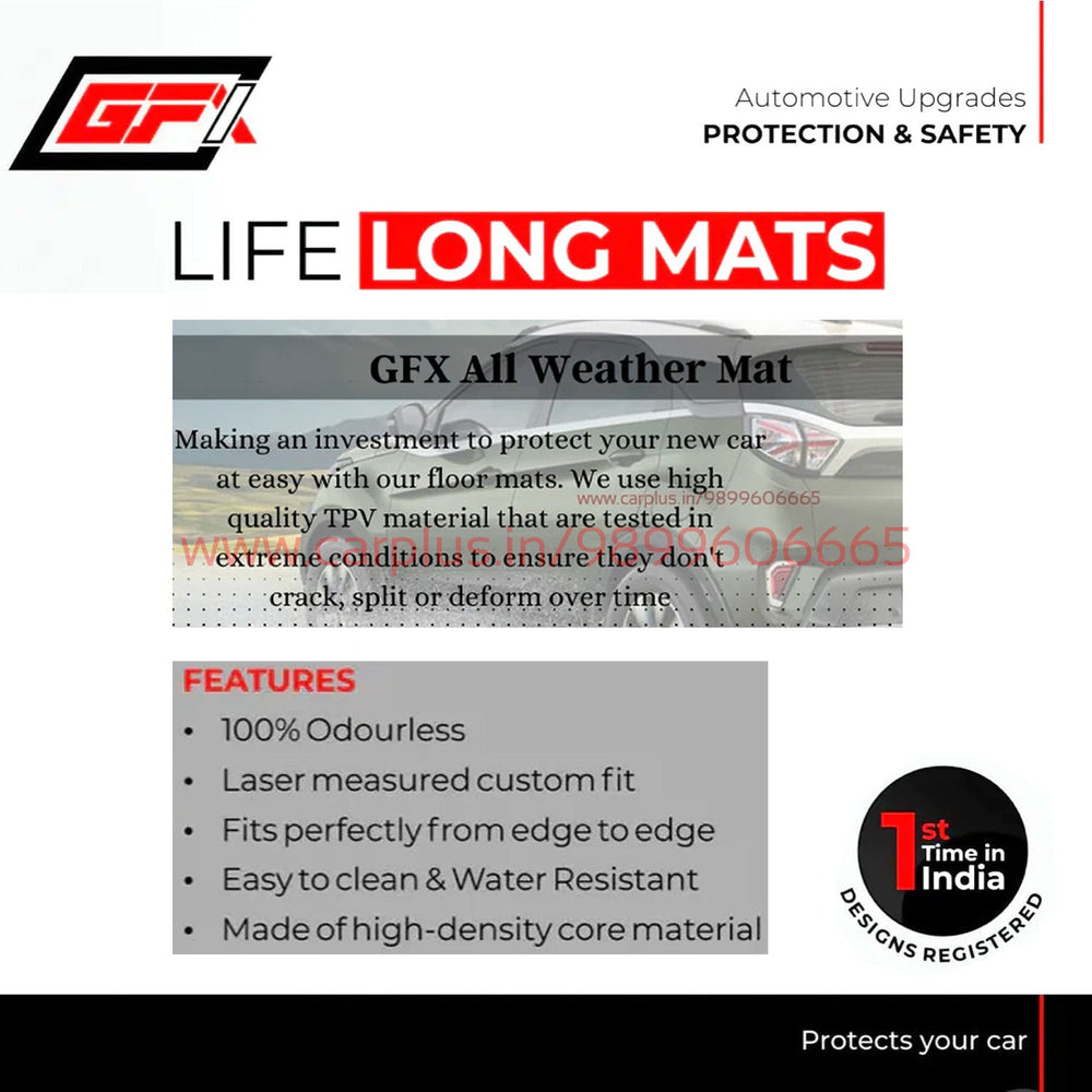 GFX Life Long Car Mats for Mahindra XUV 700 Automatic- 5 Seater-LIFE LONG CAR MATS-GFX-CARPLUS