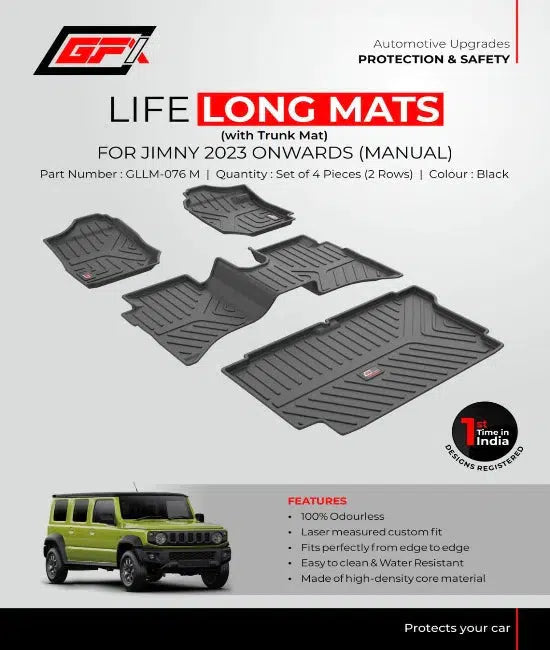 
                  
                    GFX Life Long Car Mats for Maruti Suzuki Jimny with Trunk Mat-LIFE LONG CAR MATS-GFX-CARPLUS
                  
                