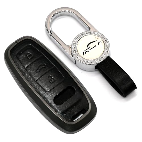 KMH Aluminium Alloy Key Cover for Audi(D4)-Gun Black with Keychain-CARPLUS-CARPLUS