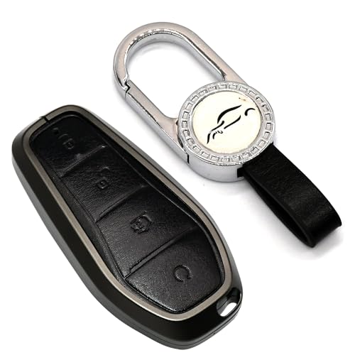 KMH Aluminium Alloy Key Cover for BYD-Gun Black with Keychain-TPU ALUMINIUM KEY COVER-KMH-CARPLUS