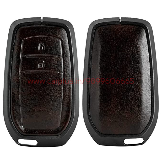 KMH Aluminium Alloy with Leather Car Key Cover Compatible for Toyota Innova  Crysta | Hilux 2022 Key Cover 2 Button Smart Key