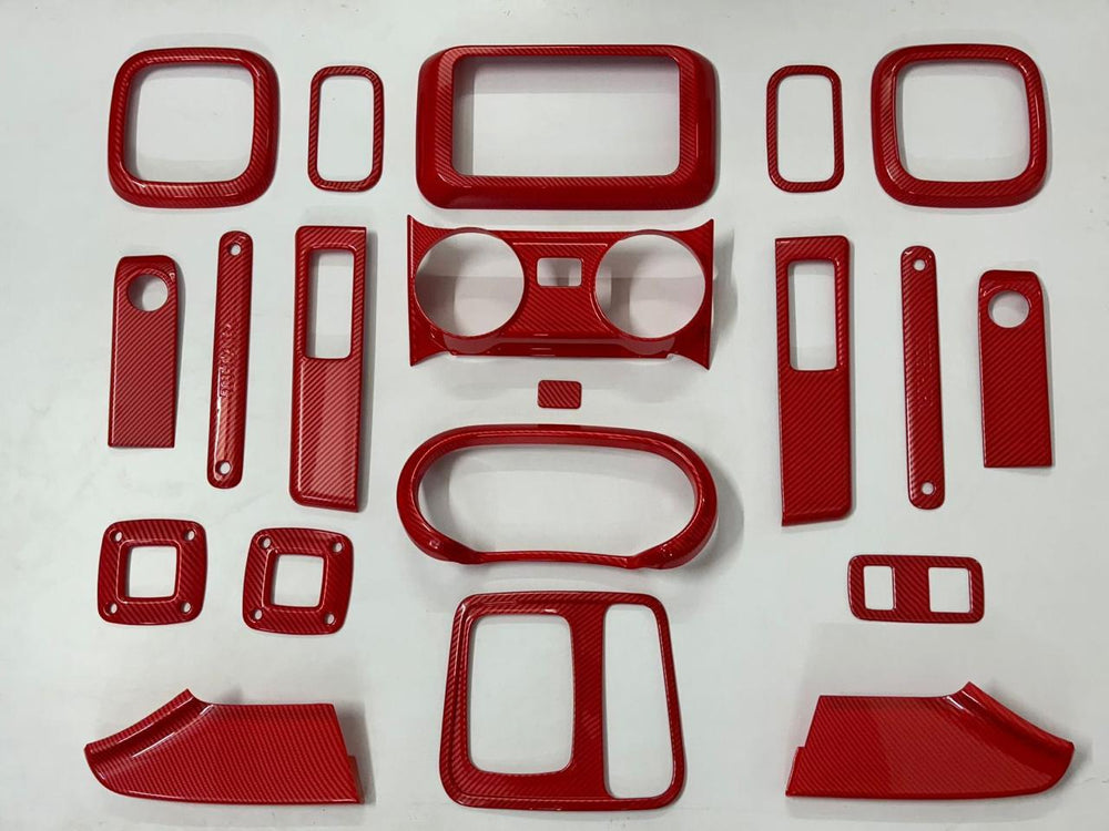 KMH Interior Kit for Mahindra Thar (Red Carbon)-INTERIOR-KMH-CARPLUS