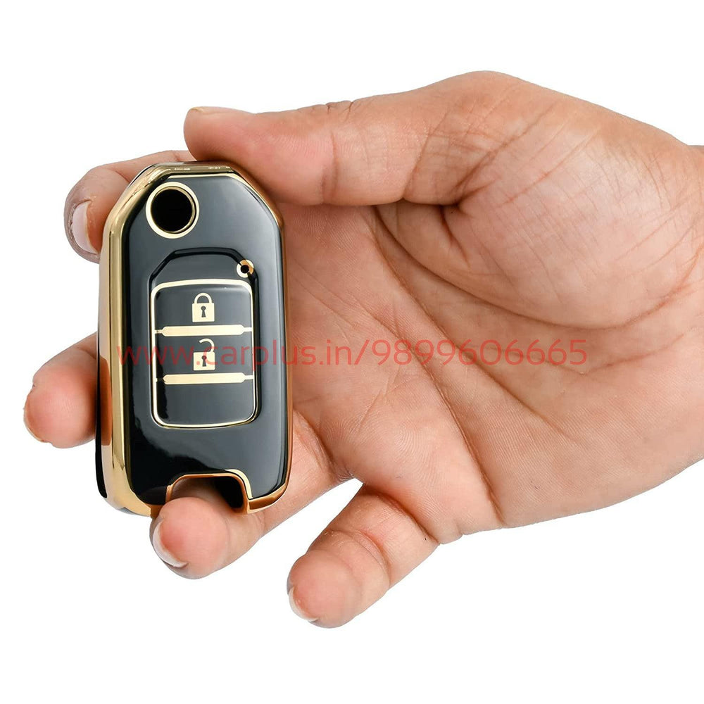 KMH TPU Gold Car Key Cover Compatible with Honda City, Civic, Jazz