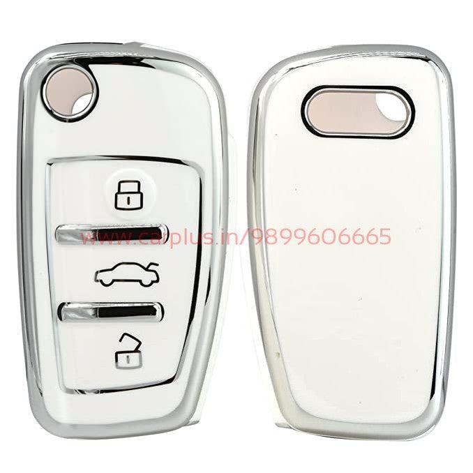 KMH TPU Silver White Car Key Cover Compatible with Audi A1 A3 A6 Q2 Q3 Q7  TT TTS R8 S3 S6 RS3 Smart Key Cover