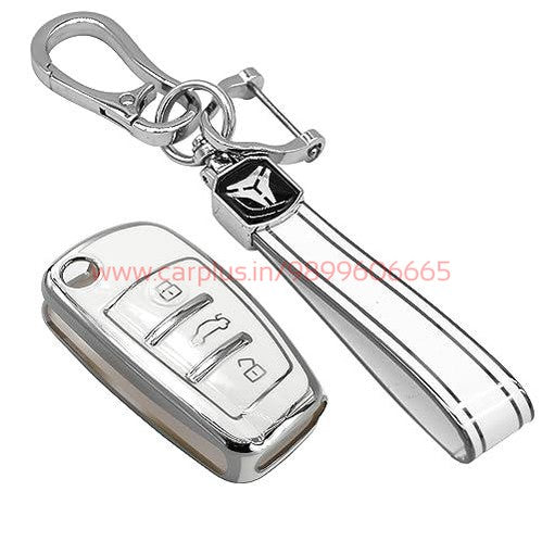 KMH TPU Silver White Car Key Cover Compatible with Audi A1 A3 A6