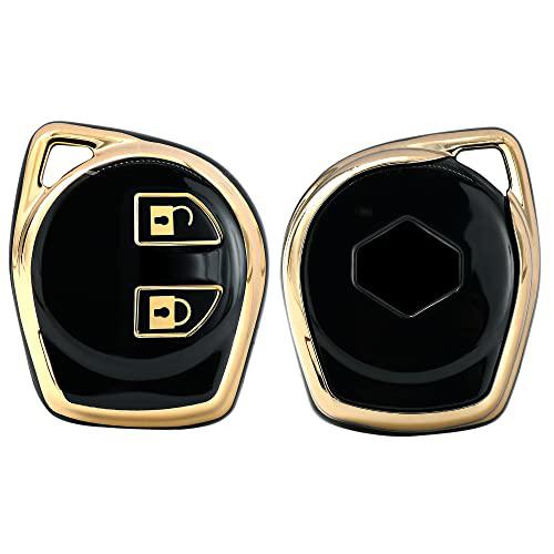 Kmh TPU Gold Key Cover For Suzuki D1 (KC-03)-KEY COVER - TPU GOLD-KMH-PACK OF 1-BLACK-CARPLUS