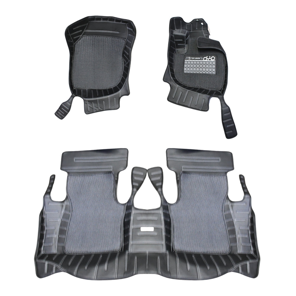 Top Gear 4D Rody HC Leatherite Car Mats for Honda Elevate - Black (Silver//Black)-7D MATS-TOP GEAR-CARPLUS