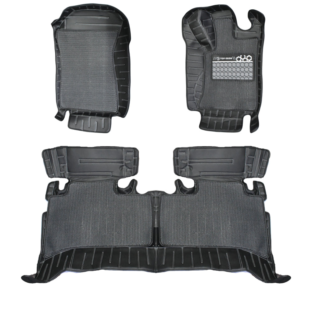 Top Gear 4D Rody HC Leatherite Car Mats for MG Windsor-Black(HC-Silver//Black)-7D MATS-TOP GEAR-CARPLUS