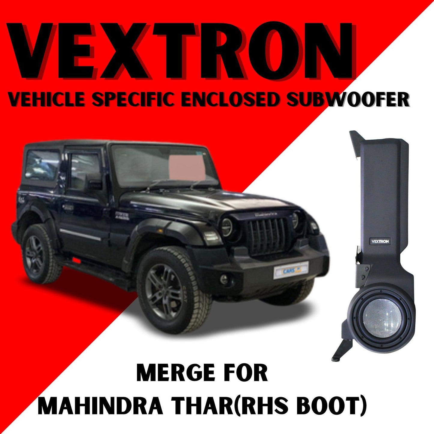 
                  
                    VEXTRON Vehicle Specific Enclosed Subwoofer - Vextron Merge for Mahindra Thar(RHS Boot)-ACTIVE ENCLOSURE-VEXTRON-CARPLUS
                  
                